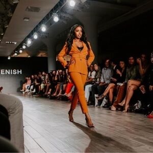 Kittenish Orange Tailored Blazer & Pants Suit